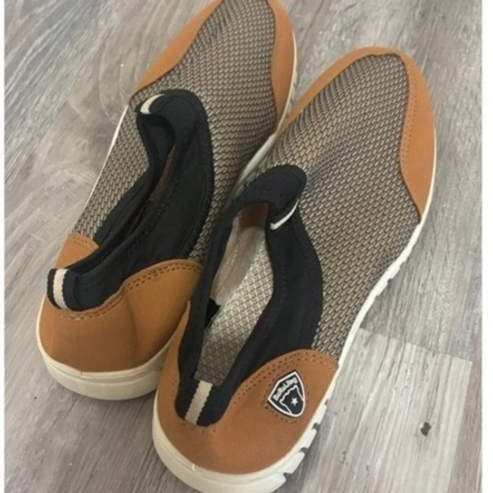 BuRuiJing Mens Slip On Mesh Sneakers Tan Brown Black Casual Walking Shoes‎ 270